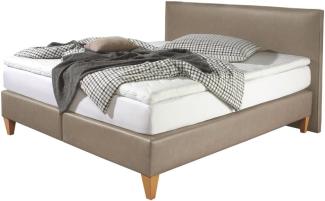 Maintal Boxspringbett Luxor, 100 x 200 cm, Kunstleder, Bonellfederkern Matratze h3, Beige