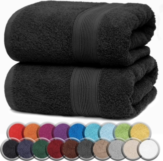 NatureMark 2er Pack SAUNATÜCHER Premium Qualität 80x200 cm SAUNATUCH Sauna-Handtuch 100% Baumwolle Farbe: Schwarz