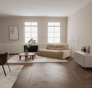 DOMO Collection Boho Sofa, 3 Sitzer im Boho-Style, 3er Sofa, Couch, Bigsofa in beige