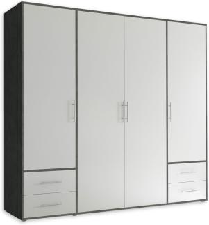 VALENCIA Kleiderschrank in Matera, Weiß - Vielseitiger Drehtürenschrank 4-türig mit viel Stauraum für Ihr Schlafzimmer - 206 x 195 x 60 cm (B/H/T)