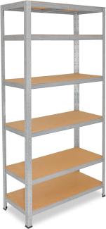 shelfplaza Schwerlastregal HOME, 200 x 60 x 40 cm verzinkt, Metallregal mit 6 Böden, als Kellerregal, Garagenregal, Werkstattregal oder Lagerregal, Steckregal Metall mit 145kg Tragkraft