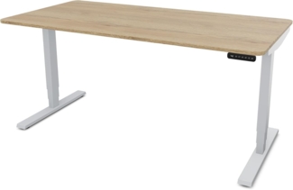 ASSMANN Elektrisch höhenverstellbarer Schreibtisch Y-Line Curved 160x70cm Eiche Natura Weißaluminium Metall Holz