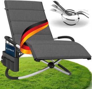 ELONEO Gartenliege Schaukelliege Outdoor mit Tasche, Strandliege klappbar bis 180 kg, Schaukelsessel, Liegestuhl wetterfest, Sonnenliege für Garten & Balkon