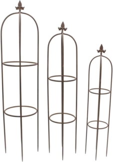 3x Rankhilfe "Schwertlilie" aus Metall, schwarz, Garten Ranksäule, Obelisk, Rosenspalier, Rankgitter für Kletterpflanzen