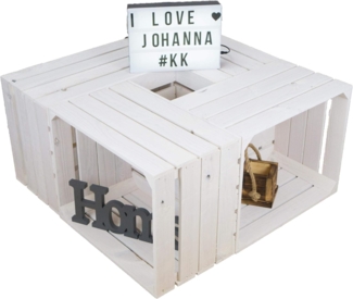 Kistenkolli Altes Land Allzweckkiste 4 Stück neue Obstkisten "Johanna" weiss lasiert Holzkisten Apfelkisten (Spar-Set)