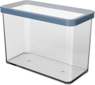 Rotho Loft rechteckige Vorratsdose 2.1l mit Deckel und Dichtung, lebensmittelechter Kunststoff (PP) BPA-frei, transparent/blau, 2.1l (20.0 x 10.0 x 14.2 cm)