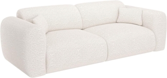 Vente-unique - Sofa mit Schlaffunktion 4-Sitzer - Bouclé-Stoff - Weiß - POGNI von Maison Céphy