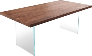 Esstisch Edge 200x100 XL Akazie Braun Glas