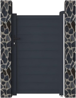 Vente-unique - Gartentor Flügeltor - 103 x 166 cm - voll - Aluminium - Anthrazit - NAZARIO