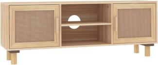 vidaXL TV-Schrank Braun 105x30x40 cm Massivholz Kiefer Natur-Rattan 345617