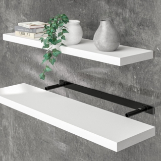 Casaria Wandregal mit Halterung, MDF, Weiß / Matt, 90 x 23 x 3,8cm