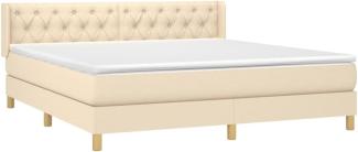 vidaXL Boxspringbett mit Matratze Creme 160x200 cm Stoff