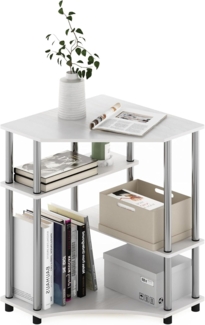Furinno Turn-N-Tube Platzsparender Eckschreibtisch mit Regalen, Holzwerkstoff, Weiße Eiche/Edelstahl
