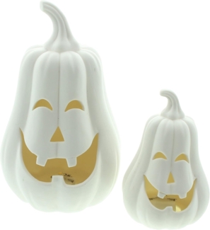LED Kürbis White 2er Set Dekoration Beleuchtung Lampe Leuchte Tischdeko Figur