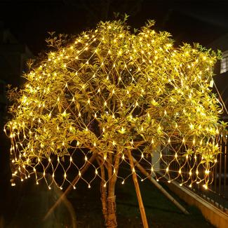 Ikodm 204 LED Lichternetz 3x2 m,Warmweiß Lichterkette Netz, 8 Modi Lichterkettennetz Innen und Außen Deko Lichtketten Lichtervorhang mit Stecker