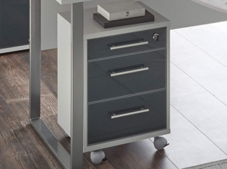 Rollcontainer >Olivia< in lichtgrau aus Glas - 40x56x40cm (BxHxT)