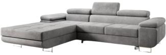 Designer Sofa Calvera mit Schlaf- und Klappfunktion (Samt) Hellgrau Links