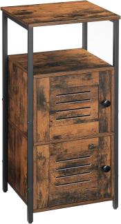 HOOBRO Beistellschrank, Industrie Kommode Schrank, Schmaler Schrank mit offenen Ablagen, Vintage, stabil, Seitenschrank, Wohnzimmer, Schlafzimmer, Flur EBF13CW01