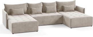 Sofnet Wohnlandschaft Leno U, mit Schlaffunktion und Bettkasten, Ecksofa, U-Form Couch, Schlafsofa mit Wellenfeder