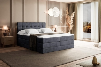 ALTDECOR Boxspringbett BERO KING (mit Matratze und Lattenrost Topper Polsterbett mit Bettkasten Boxbett), H4 Multipocket, H3 Bonellfederung, Doppelbett Springboxbett