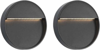 vidaXL Außenwandleuchten 2 Stk. LED 3W Schwarz Rund 45658