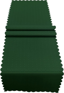 matches21 HOME & HOBBY Tischdecke Tischläufer 40x150 cm in Dunkelgrün für Esstisch & Küche (1-tlg), Waschbare Mitteldecke mit gewelltem Rand