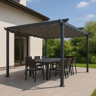 osoltus 3x3 Pergola mit ausziehbarem Dach Terrassenüberdachung 9x9cm Pfosten