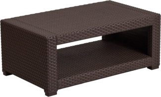 Flash Furniture Brauner Rattan-Couchtisch, Harz, Schokobraun, 1 Stück