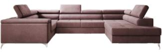 Designer Sofa Torino mit Schlaf- und Klappfunktion Samt Rosé Rechts