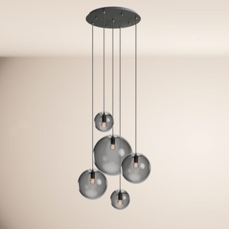 s.luce Pendelleuchte Orb 5-flammige Galerielampe Modular Rauch, Schwarz