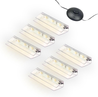 kalb LED Glaskantenbeleuchtung LED Glaskantenbeleuchtung Clip Set 3000K/5000K Transparent Plug & Play, 6er Set warmweiß