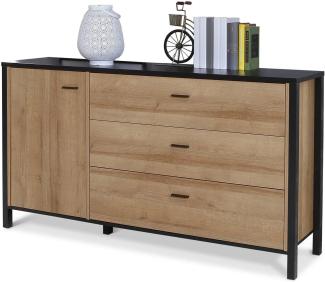 Möbel-Eins HAVANO Sideboard L, Material Dekorspanplatte, Riviera Eichefarbig/schwarz