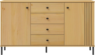 Woodroom Sideboard Sevilla, Moderne Kommode, Kiefer eichefarbig lackiert, 140x80x40 cm