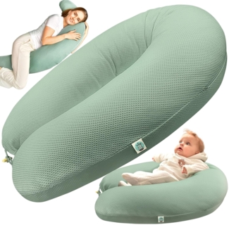 sei Design Stillkissen XXL Schwangerschaftskissen Seitenschläferkissen 190x30 cm – Ergonomisch (IGR-Siegel) & Füllüng anpassbar | Inkl. elastischem Waffeljersey Bezug (100% Baumwolle) | Oeko-TEX