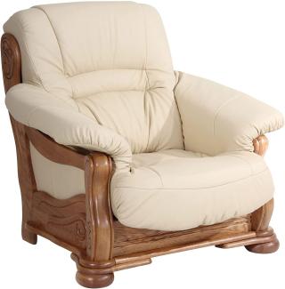 Sessel Katlin Bezug Echtleder Eiche rustikal P43 / beige 22773