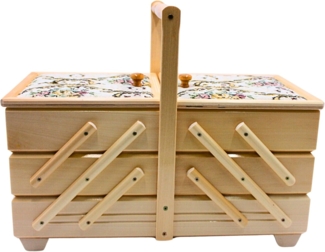 Dekohelden24 Nähkorb Hochwertiger Nähkasten, Nähkästchen aus Furnierholz, cm