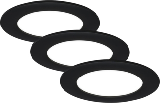 Di-Ka LED Einbauleuchte Flat-In 3er Set schwarz-matt Ø 12 cm 7 W