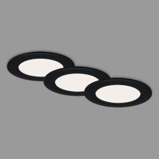 Di-Ka LED Einbauleuchte Flat-In 3er Set schwarz-matt Ø 12 cm 7 W