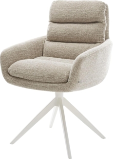 Drehstuhl Abelia-Flex mit Armlehnen Webstoff Soft Beige Kreuzgestell breit Weiß 360° drehbar Wippfunktion