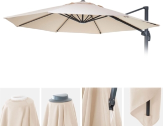 Sonnenschirmbezug HWC-A96, 8 Streben rund Ø4m 220g/m² Polyester, Ersatz-Bezug z.B. für Ampelschirm HWC-A96 ~ creme-beige