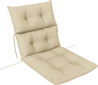 Outsunny Sitzkissen 115x56 cm, mit Bindebänder, Rückenlehne, 10cm dick, wasserabweisend, für Haus, Garten, Büro, Stühle, Beige