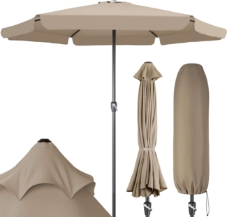 Kingsleeve Sonnenschirm mit Kurbel, UV Schutz 30+, Alu Mast / Polyester taupe, Ø 330 cm