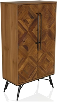 hjh LIVING Kommode SANTJAGO WOOD HIGH Sideboard H/B/T:, Highboard mit Doppeltüre aus massivem Tannenholz in Fischgrät-Optik