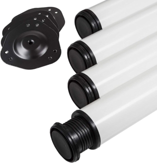 SO-TECH® Tischbein Ø 76 / 80 mm, belastbar bis 75 kg pro Stück, H: 71cm, Stahl, weiß, höhenverstellbar bis 32mm, 4x