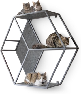Canadian Cat Company Katzen-Wandregal HexaCat Katzenregal/Kratzbaum Industrial-Design, Filzflächen, Wandregal/Kletterwand aus Metall mit Filzflächen ca. 120 x 104 x 35 cm