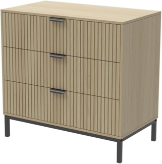 Vicco Kommode Lennox, Eiche/Schwarz, 72 x 69 cm mit 3 Schubladen