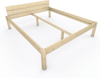 Pfostenbett "metallarm" Fichte Holzbett "Daybett" 180 x 210cm 48cm Doppelbett