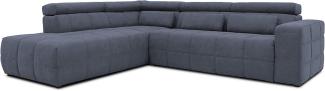 DOMO. collection Brandon Ecksofa, Sofa mit Rückenfunktion in L-Form, Polsterecke, Eckgarnitur, dunkelgrau, Ottomane links