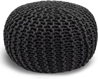 casamia Pouf Ø 55 o. 45 cm Sitzpouf Strickhocker Sitzpouf Bodenkissen nachhaltig Grobstrick Optik Größe ø 55 cm, Farbe steingrau