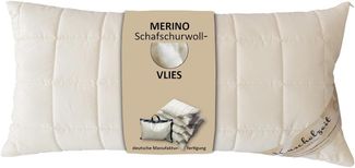 Meivita Naturhaarkissen Merino Schafschurwolle Kopfkissen, Füllung: 100% Wolle (Schurwollvlies), Bezug: 100% Baumwolle untersteppt mit 100% Wolle (Merino Schafschurwollvlies), Seitenschläfer, Rückenschläfer, Kissen Hergestellt in Deutschland